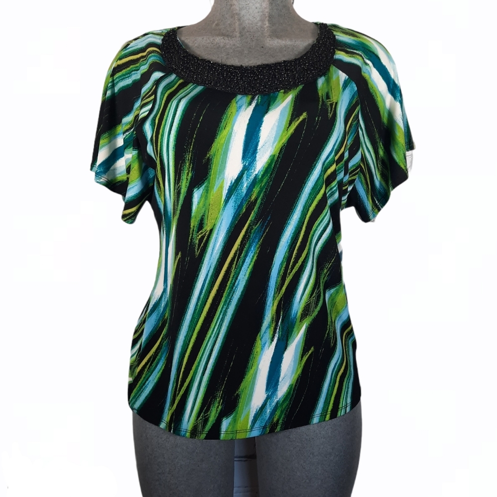 Alfani beaded neck,butterfly sleeves top size "M"